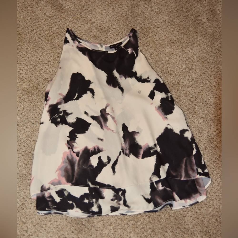 Willi Smith Medium black white rose colored sleeveless tank top